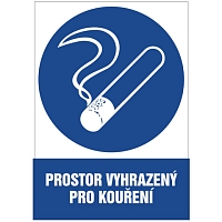 Značka Prostor vyhrazený pro kouření, samolepicí fólie, 210 × 297 mm